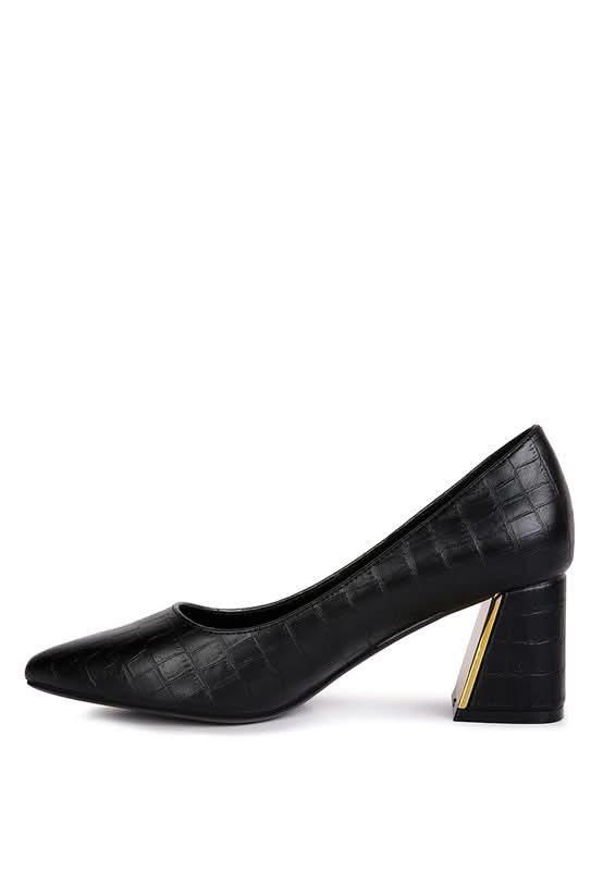 Emersyn Croc Block Heel Pump Shoes - Sleekdenim.com