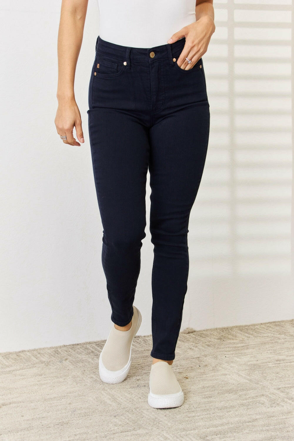 Judy Blue Full Size Garment Dyed Tummy Control Skinny Jeans | Sleekdenim.com