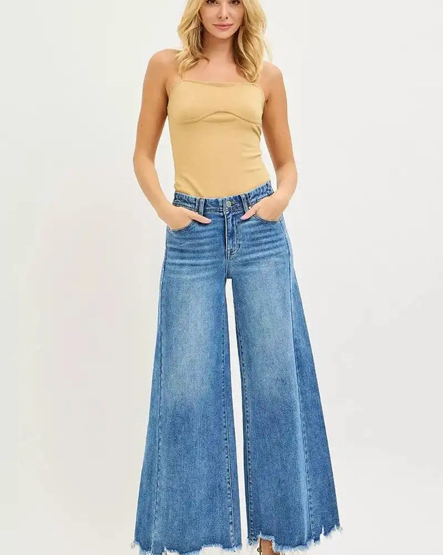 RISEN High Rise Ankle Wide Jeans - Sleekdenim.com