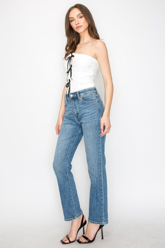 AT2010STMT - Tummy Control High Rise Slim Straight - Sleekdenim.com