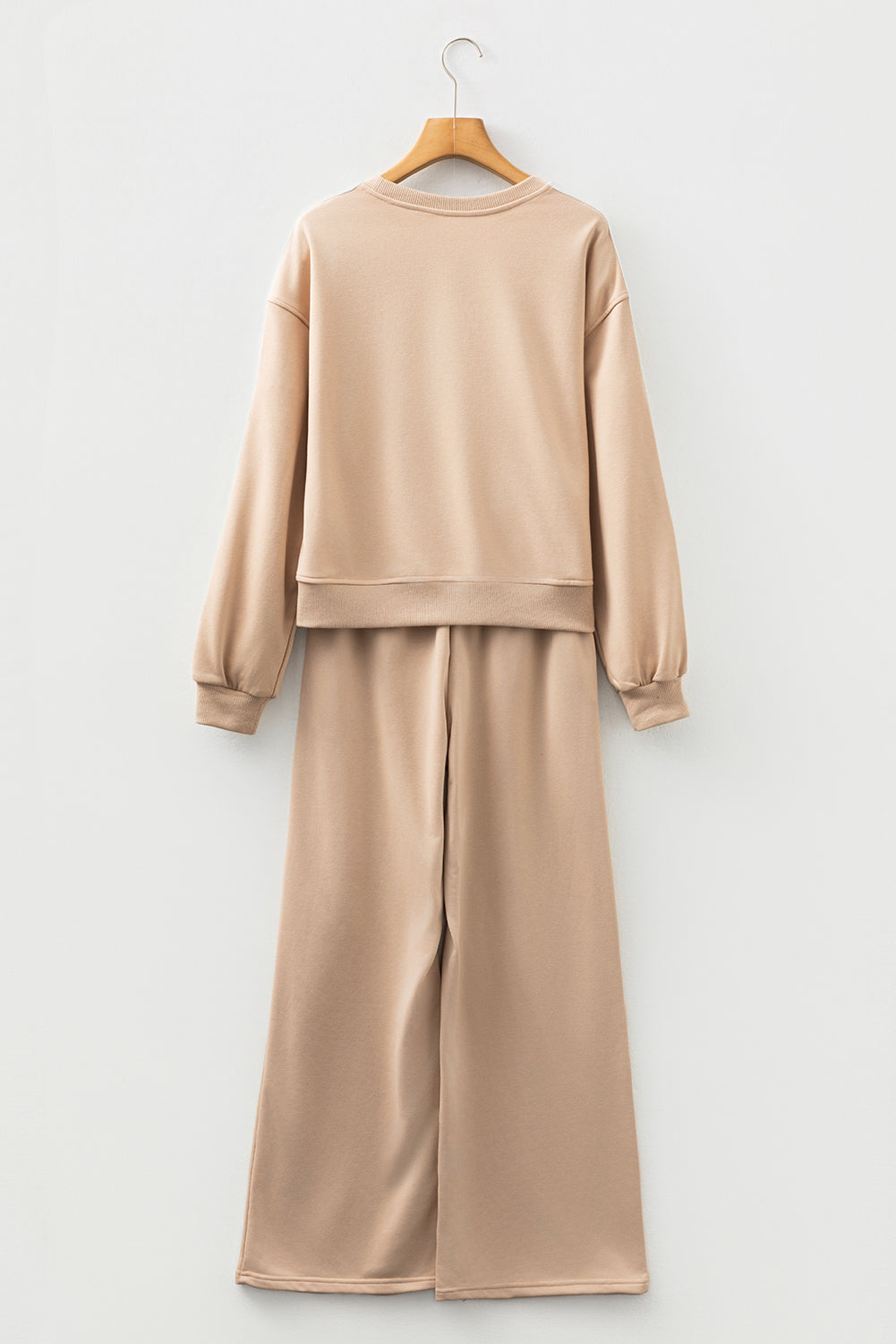 Black Varsity Striped Detail Cropped Pullover Wide Leg Pants 2pcs Outfit