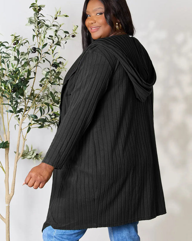 Basic Bae Full Size Hooded Sweater Cardigan - Sleekdenim.com