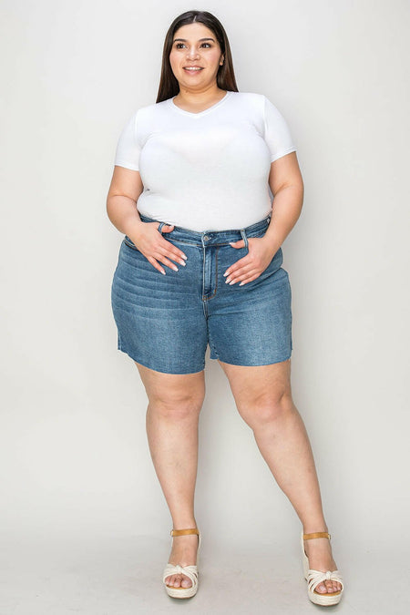 Judy Blue Full Size High Waist Slim Denim Shorts | Sleekdenim.com