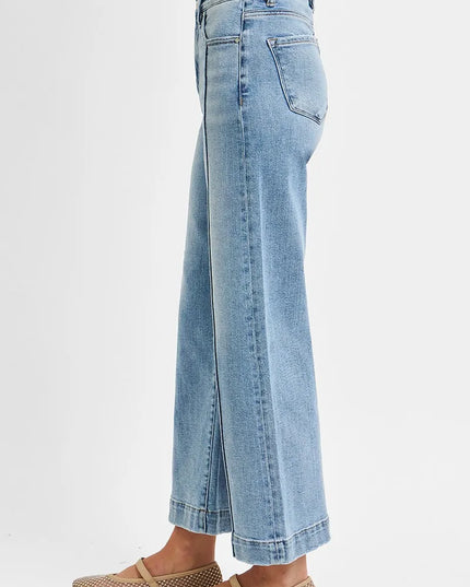 RISEN Full Size High Rise Crop Wide Leg Jeans Plus Size - Sleekdenim.com