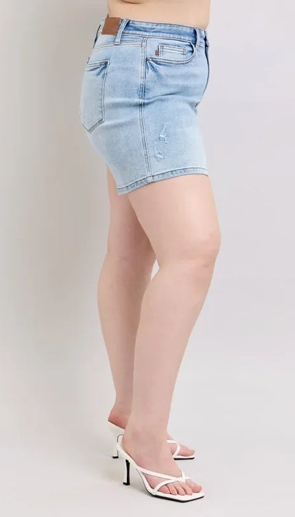 Judy Blue Mid Rise Vintage Wash Dad Shorts 15295 - Sleekdenim.com