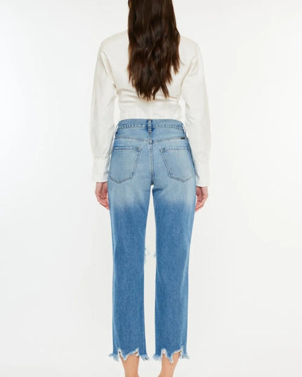 Kancan Distressed Frayed Hem Cropped Jeans - Sleekdenim.com