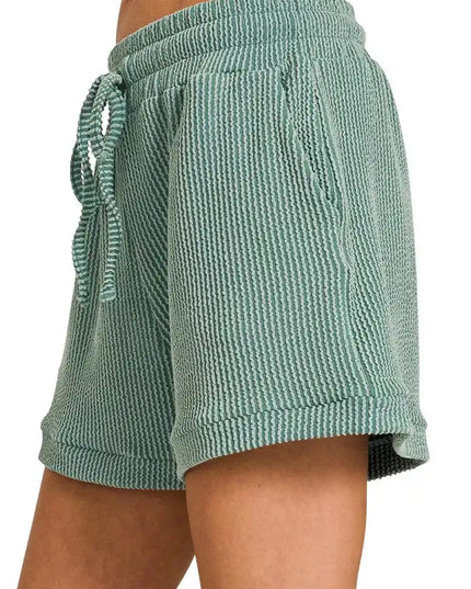 Zenana Raised Rib Cap Sleeve Top & Shorts Set - Sleekdenim.com