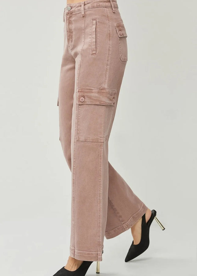 RISEN Full Size High Rise Wide Leg Cargo Jeans - Sleekdenim.com