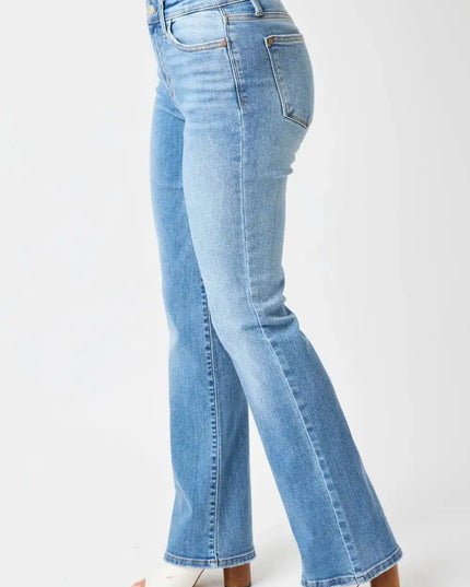 Judy Blue Full Size Mid-Rise Waist Straight Jeans - Sleekdenim.com