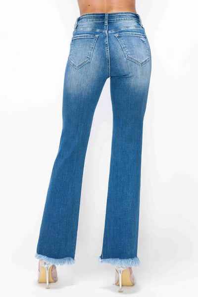 Bytos Full Size Raw Hem Distressed High Rise Bootcut Jeans.