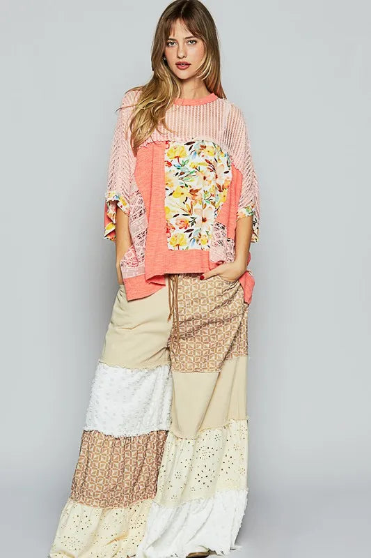 POL Hollow Out Floral Half Sleeve Knit Top - Sleekdenim.com