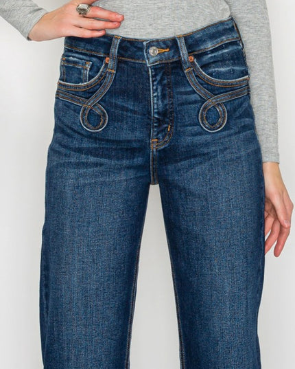 AT1029STD - High Rise Ankle Straight Jeans - Weste - Sleekdenim.com
