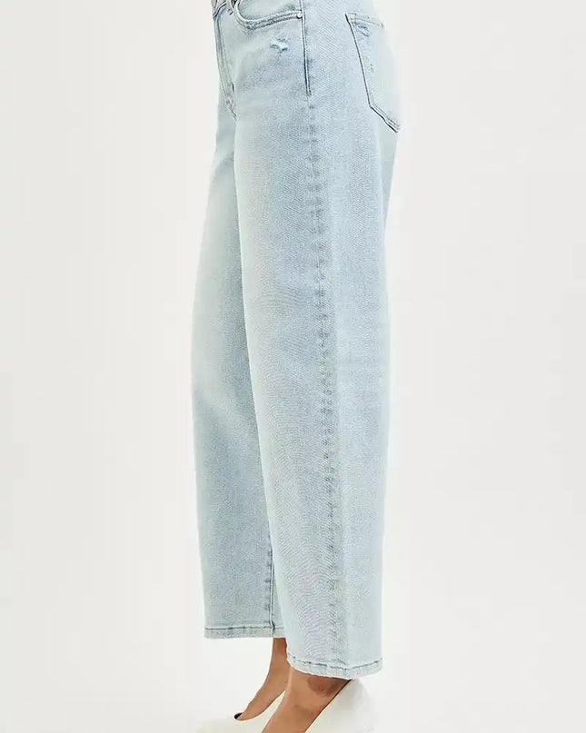 RISEN High Rise Crop Barrel Jeans - Sleekdenim.com