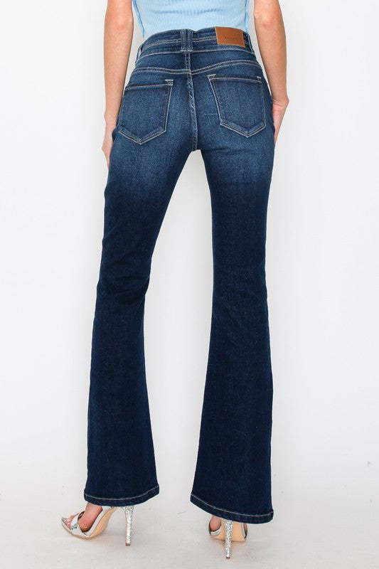 AT1071BTDT *Tummy Control* High Rise Bootcut Jeans - Sleekdenim.com