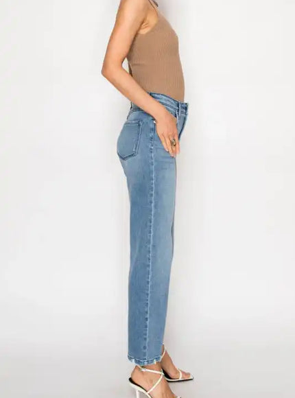AT1088STMT - TUMMY CONTROL HIGH RISE STRAIGHT JEAN - Sleekdenim.com