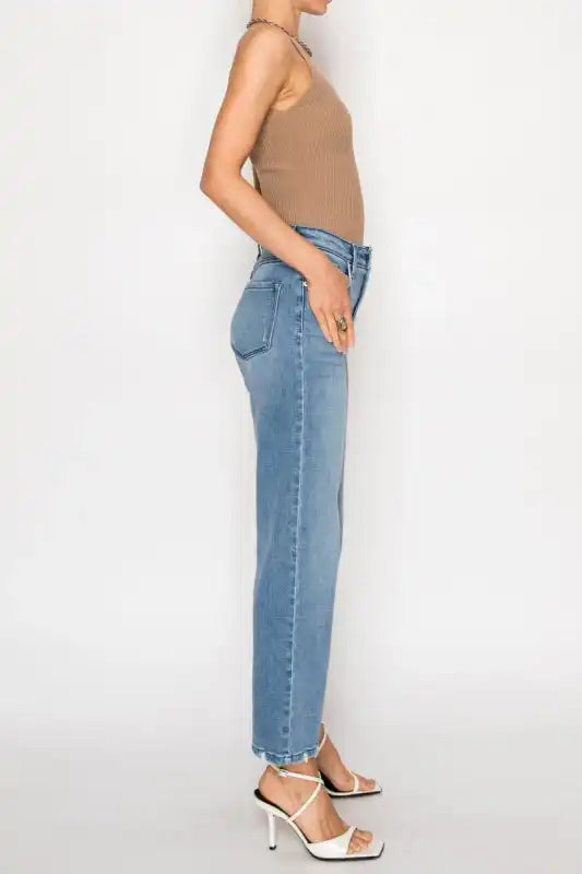 AT1088STMT - TUMMY CONTROL HIGH RISE STRAIGHT JEAN - Sleekdenim.com