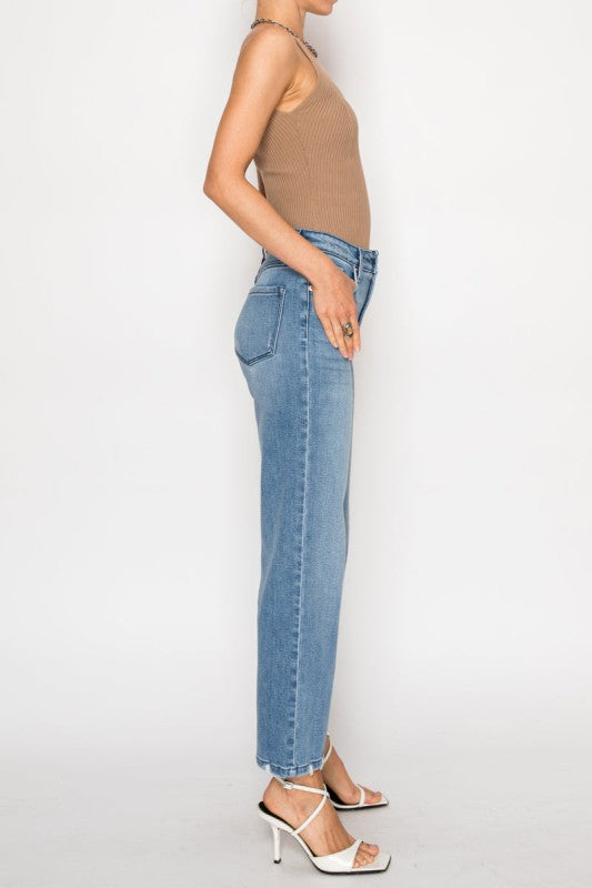 AT1088STMT - TUMMY CONTROL HIGH RISE STRAIGHT JEAN - Sleekdenim.com
