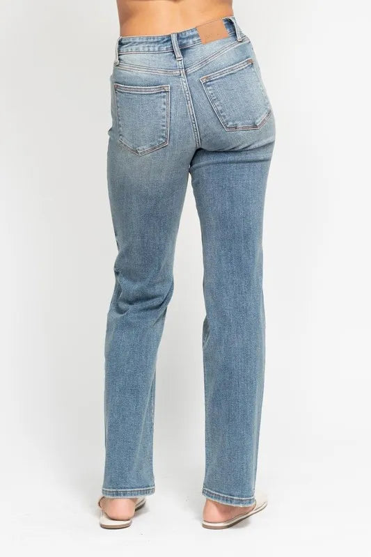 Judy Blue Full Size High Waist Distressed Dad Jean Plus Size - Sleekdenim.com