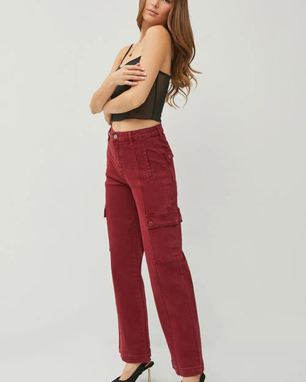RISEN Full Size High Rise Wide Leg Cargo Jeans - Sleekdenim.com