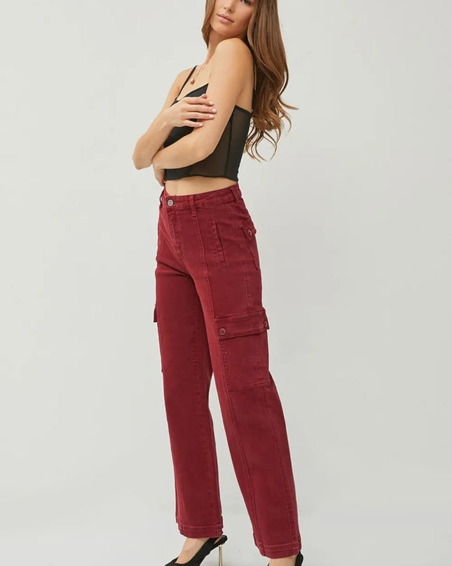 RISEN Full Size High Rise Wide Leg Cargo Jeans - Sleekdenim.com