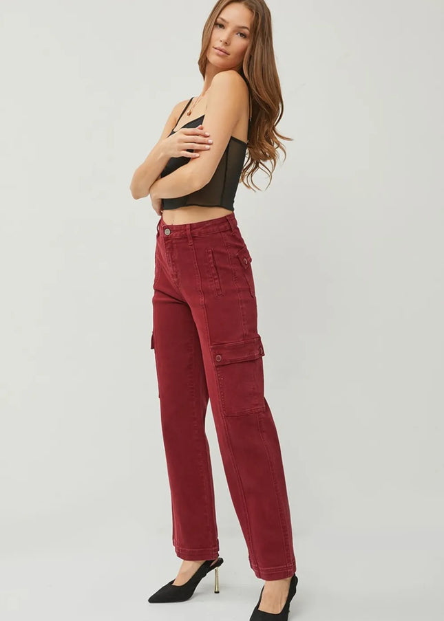 RISEN Full Size High Rise Wide Leg Cargo Jeans - Sleekdenim.com