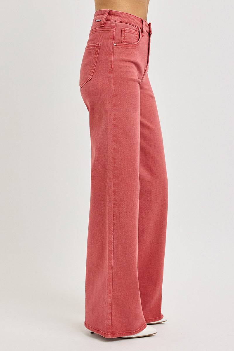 RISEN Full Size High Rise Tummy Control Wide Leg Jeans | Sleekdenim.com