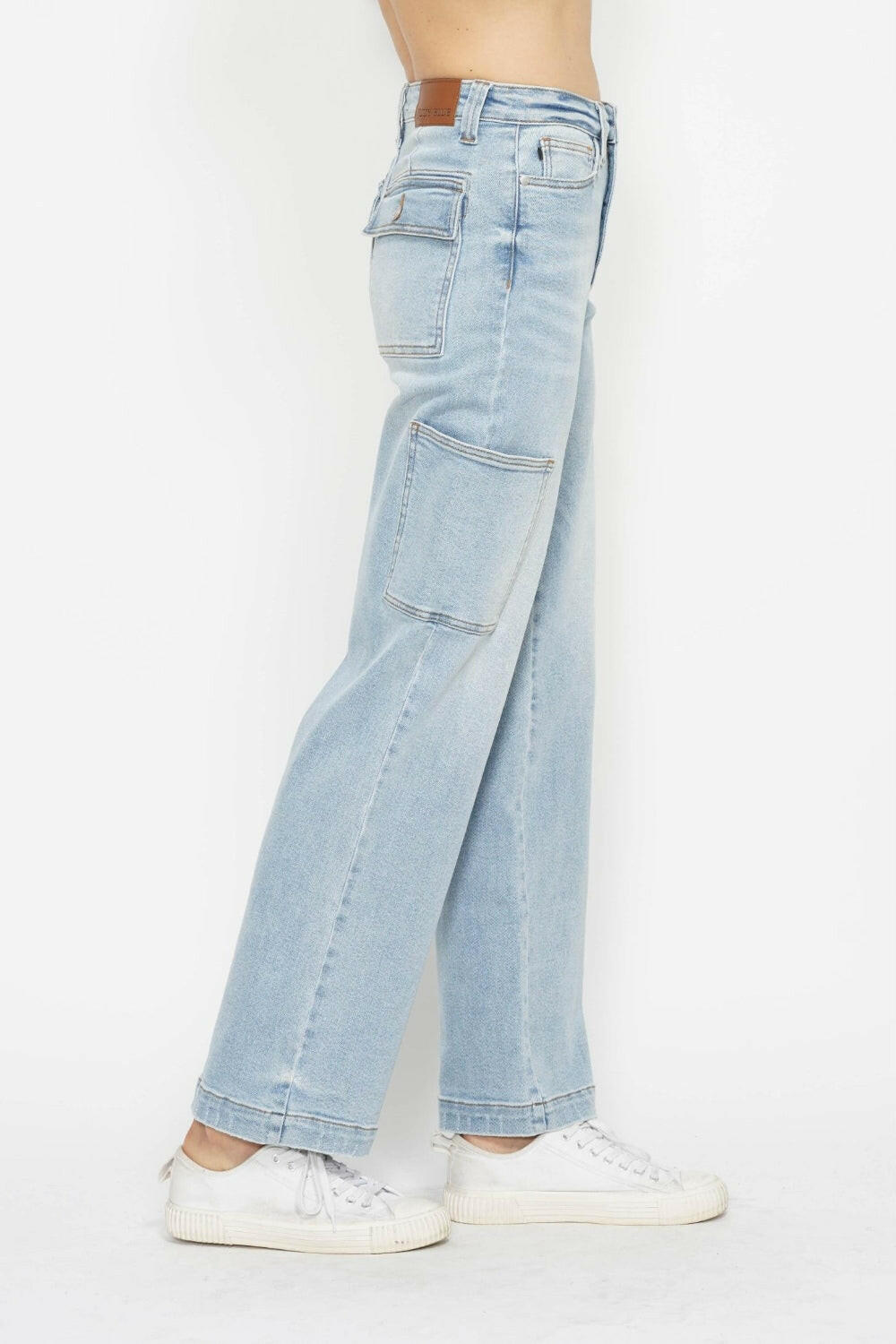 Judy Blue Full Size High Waist Straight Cargo Jeans | Sleekdenim.com