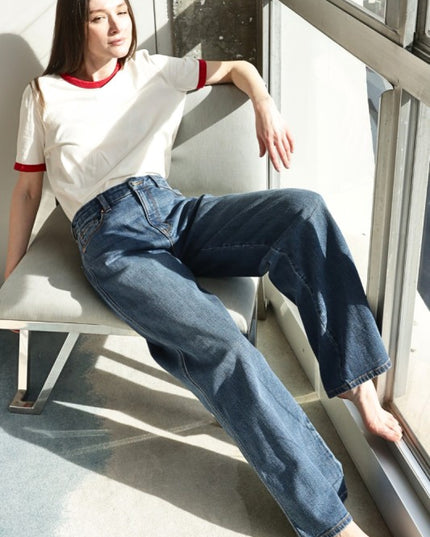 AT2068PZM - RELAXED HIGH RISE PALAZZO JEANS - Sleekdenim.com