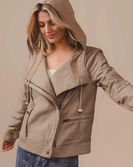 BiBi Textured Woven Rider Jacket - Sleekdenim.com