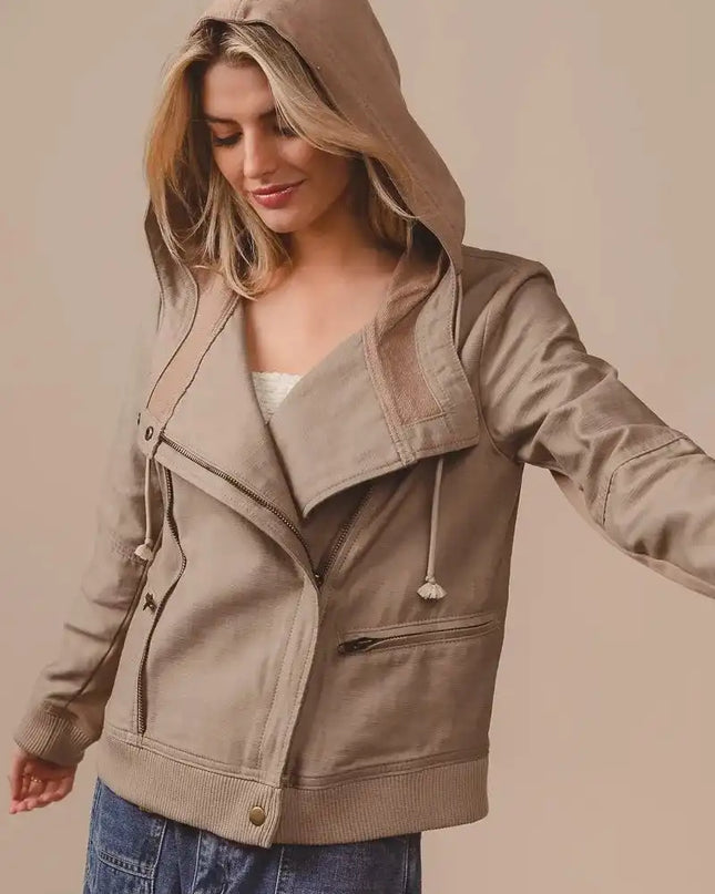 BiBi Textured Woven Rider Jacket - Sleekdenim.com