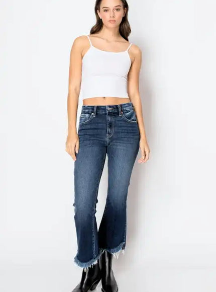 Artemis Vintage AT1018FLDNT Colle High Rise Crop Flare Jeans - Sleekdenim.com