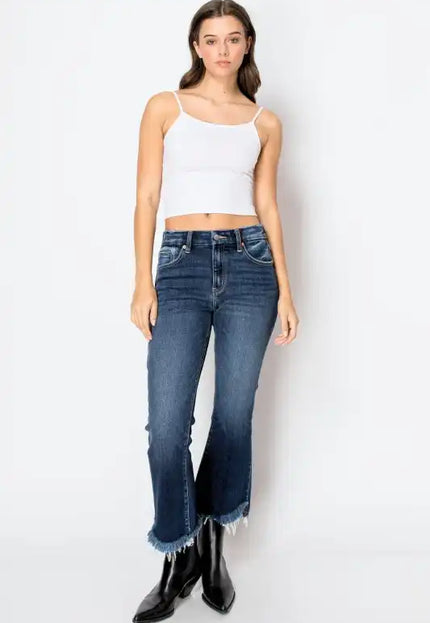 Artemis Vintage AT1018FLDNT Colle High Rise Crop Flare Jeans - Sleekdenim.com
