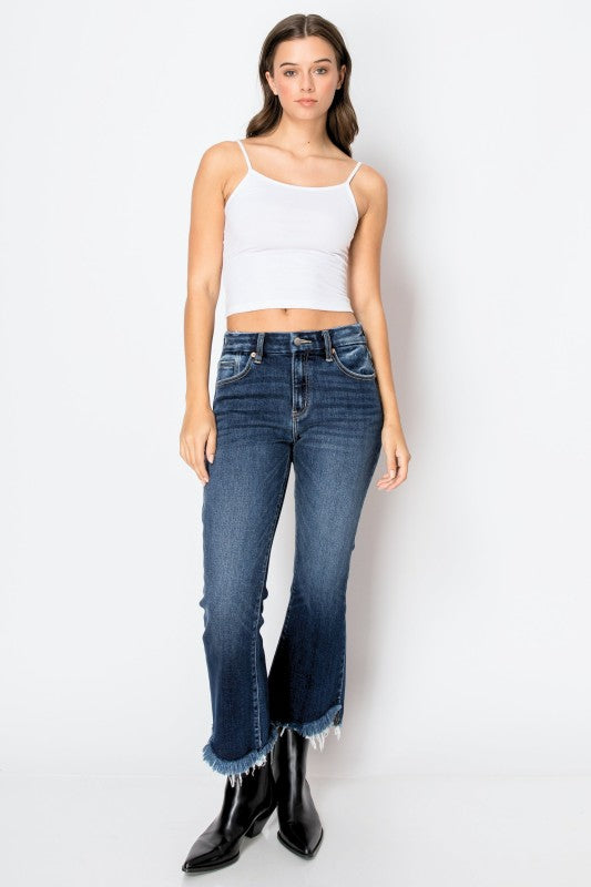 AT1018FLDNT Colle High Rise Crop Flare Jeans - Sleekdenim.com
