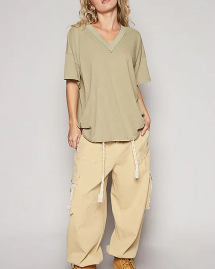 POL V-Neck Half Sleeve T-Shirt - Sleekdenim.com