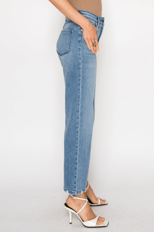 AT1088STMT - TUMMY CONTROL HIGH RISE STRAIGHT JEAN - Sleekdenim.com