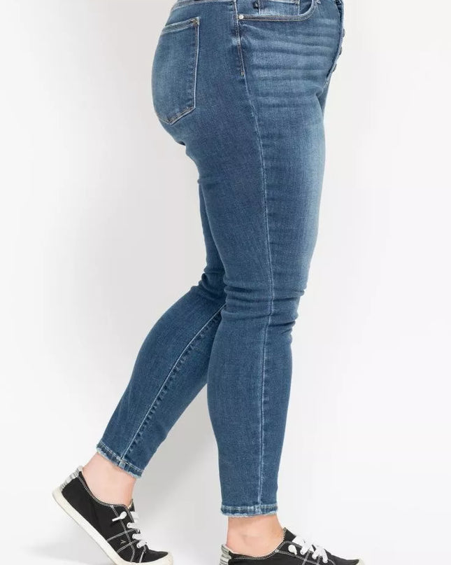 Judy Blue Full Size High Rise Button Fly Skinny Jeans Plus Size - Sleekdenim.com