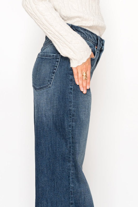 AT2110WDD TUMMY CONTROL HIGH RISE A-WIDE JEANS - Sleekdenim.com