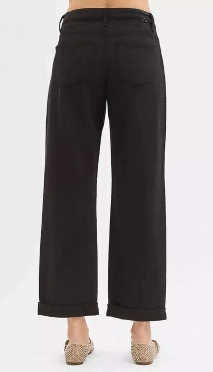 RISEN Tummy Control Mid Rise Ankle Barrel Relaxed Jeans PGA21132 - Sleekdenim.com