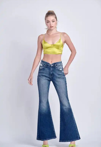 Artemis Vintage AT1027FLD High Rise Stretch Flare Jeans - Sleekdenim.com