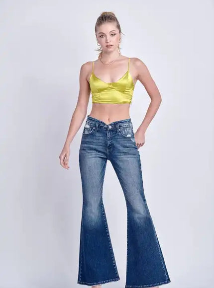 Artemis Vintage AT1027FLD High Rise Stretch Flare Jeans - Sleekdenim.com