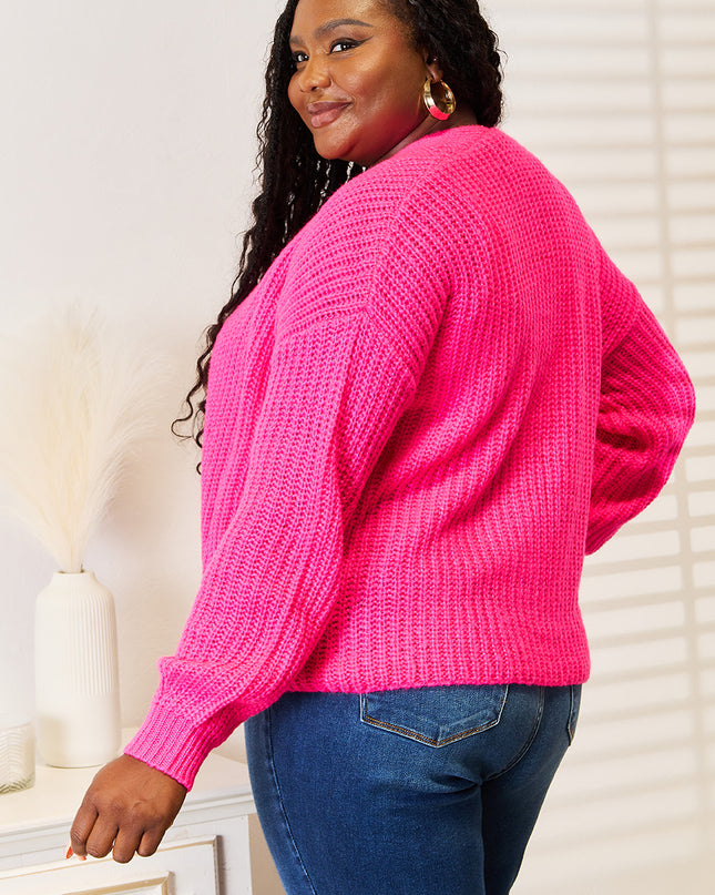 Woven Right Rib-Knit Open Front Drop Shoulder Cardigan - Sleekdenim.com