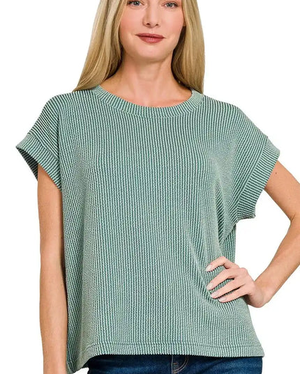 Zenana Raised Rib Cap Sleeve Top & Shorts Set - Sleekdenim.com