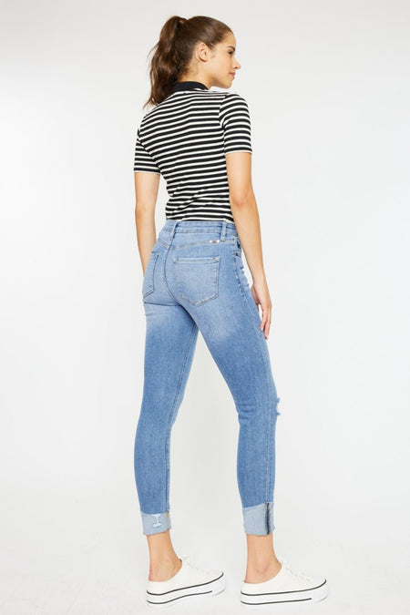 Kancan Distressed Cat's Whiskers Button Fly Jeans - Sleekdenim.com