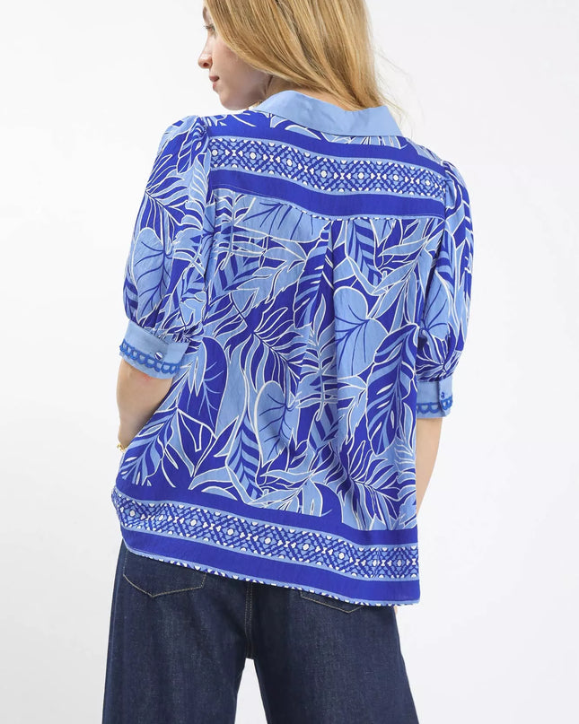 Umgee Tropical Print Puff Sleeve Blouse - Sleekdenim.com