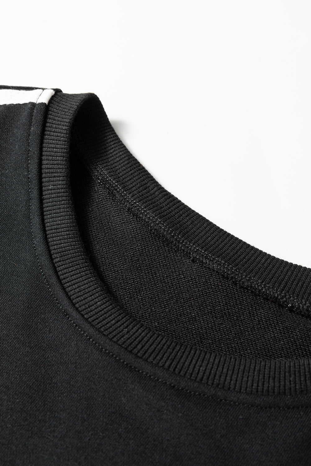 Black Varsity Striped Detail Cropped Pullover Wide Leg Pants 2pcs Outfit