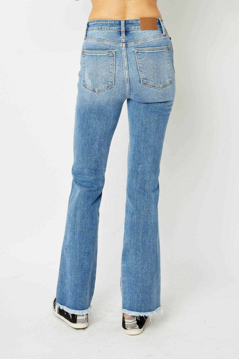 Judy Blue Full Size Distressed Raw Hem Bootcut Jeans | Sleekdenim.com