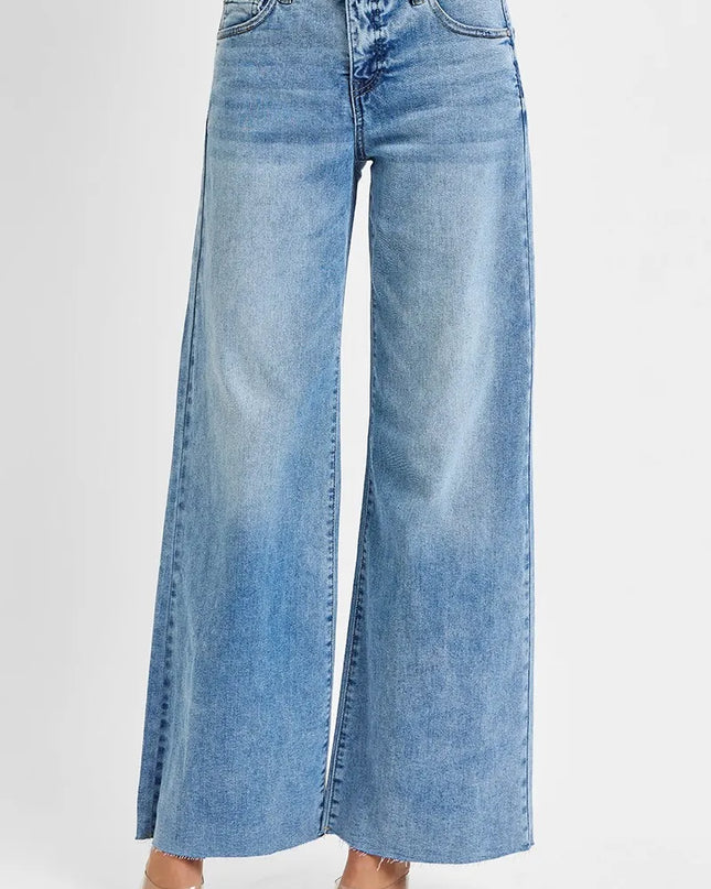 RISEN Full Size Tummy Control High Rise Ankle Palazzo Jeans Plus Size - Sleekdenim.com