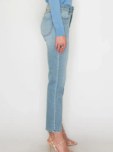 AT1747STL - HIGH RISE SLIM STRAIGHT JEANS - Sleekdenim.com