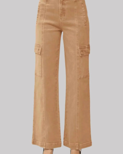 RISEN Full Size High Rise Wide Leg Cargo Jeans - Sleekdenim.com