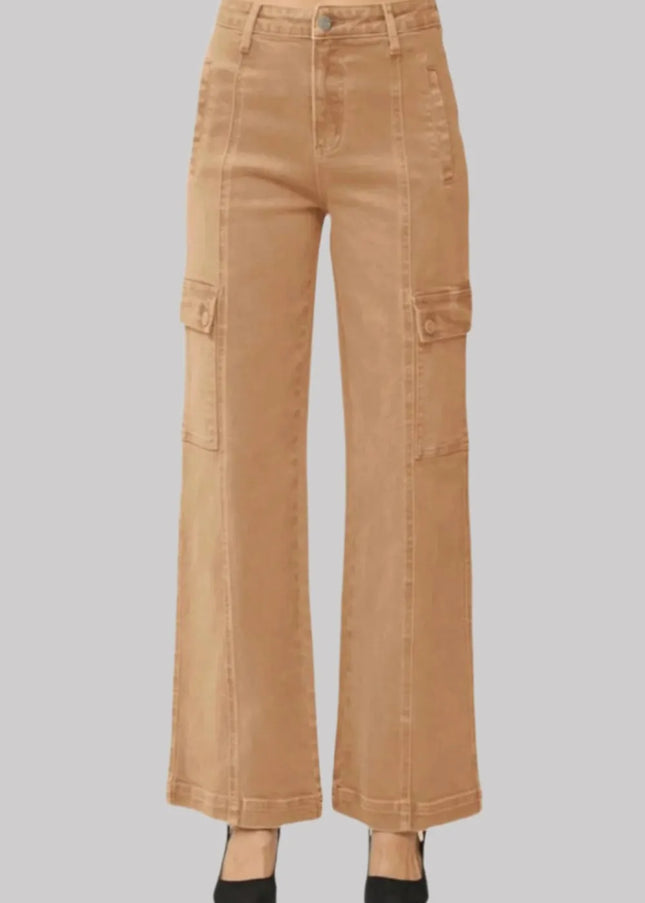 RISEN Full Size High Rise Wide Leg Cargo Jeans - Sleekdenim.com